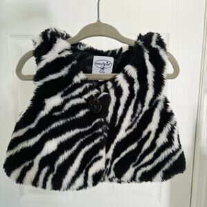 Mud Pie Baby Faux Fur Zebra Vest 12-18 Months EUC